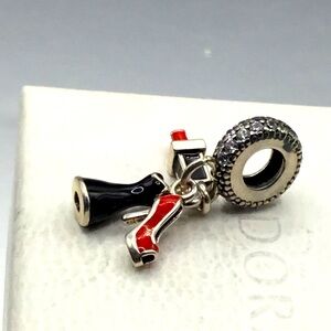 Pandora Sterling & Enameled 3pc GLAMOUR TRIO w Sparkling Bail